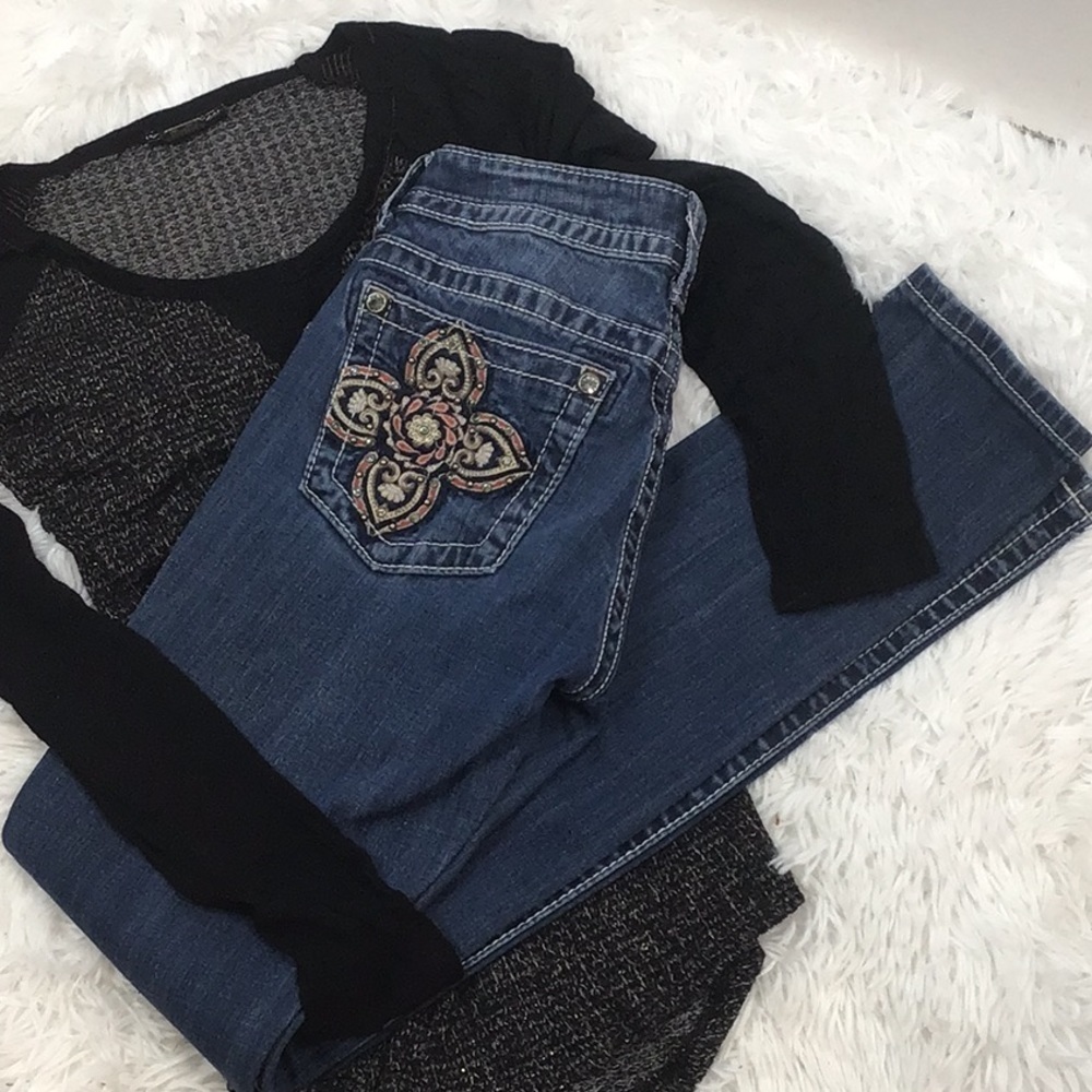 Miss Me Star skinny jeans/free top JP569452